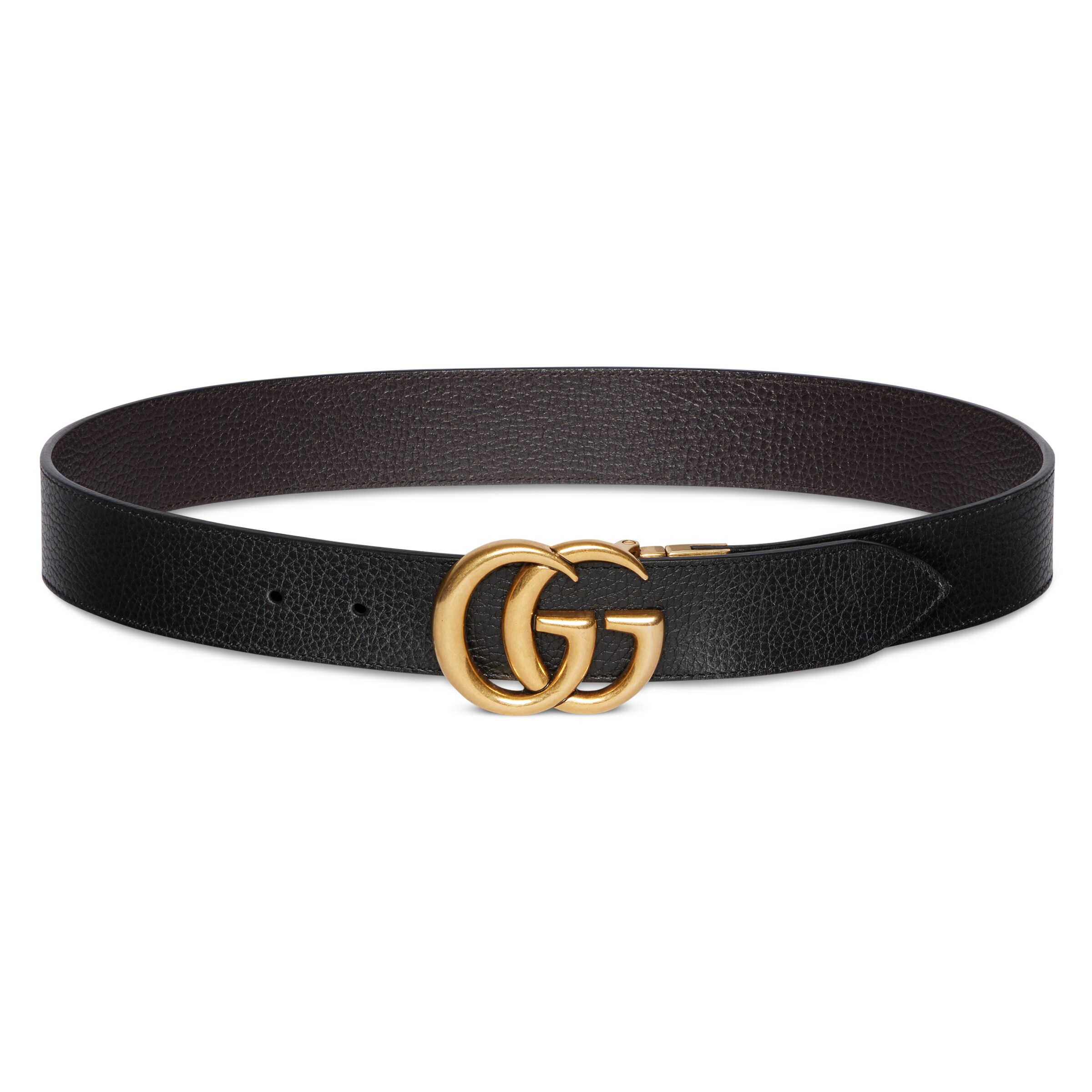 Shop Gucci Reversible Leather Belt With Double G Buckle In Black