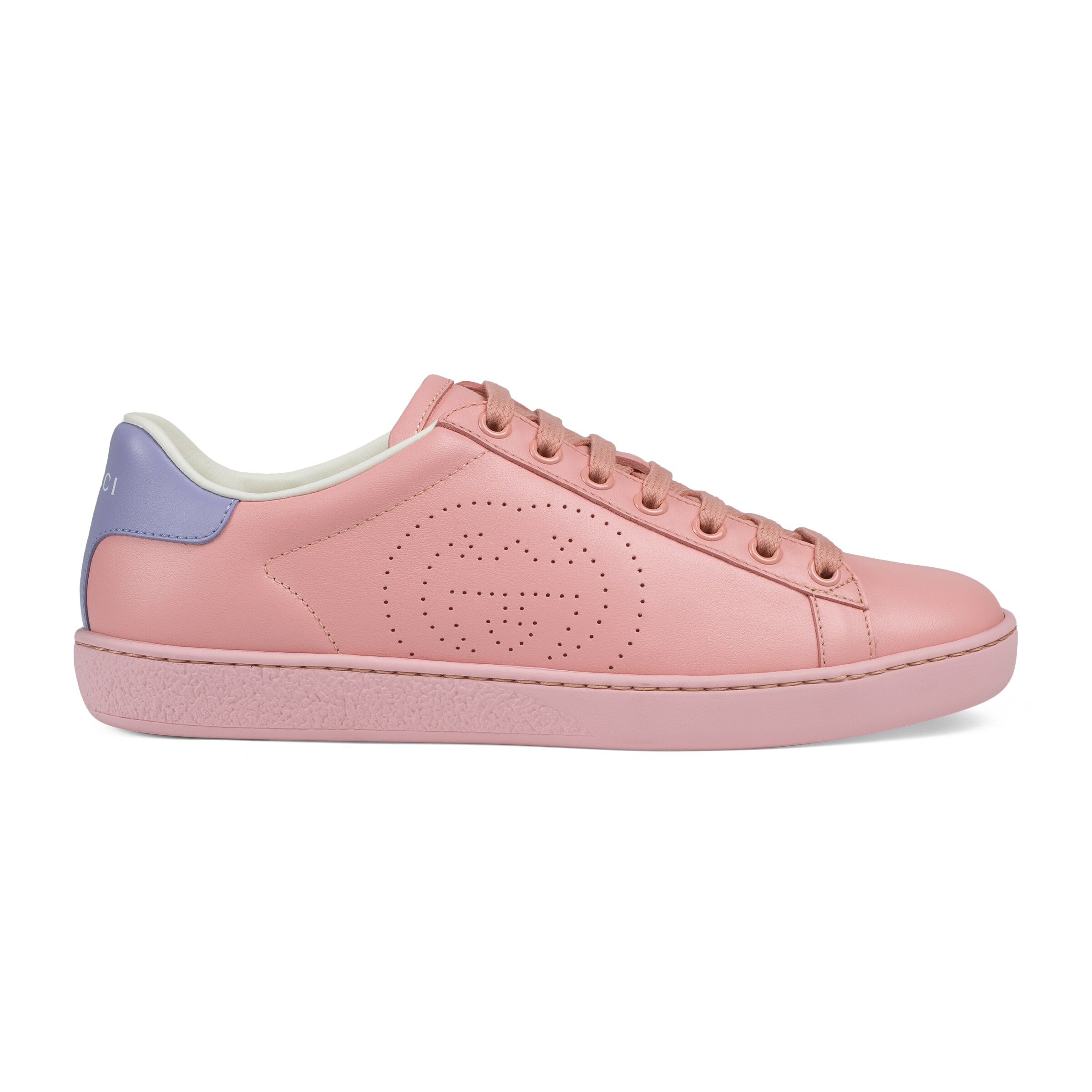 Gucci Perforated Interlocking G Ace Sneakers In Pink
