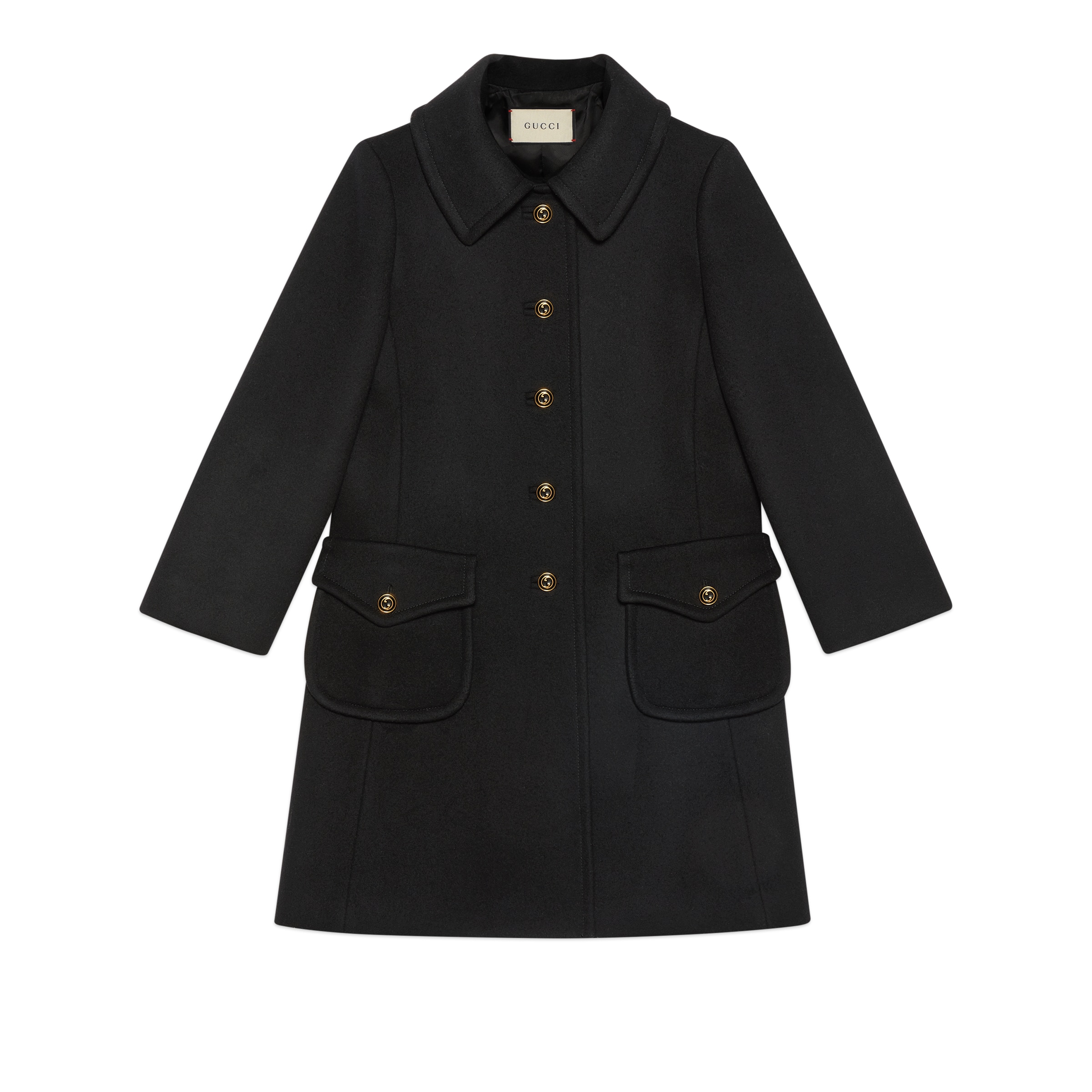 GUCCI WOOL COAT WITH LOGO BUTTONS
