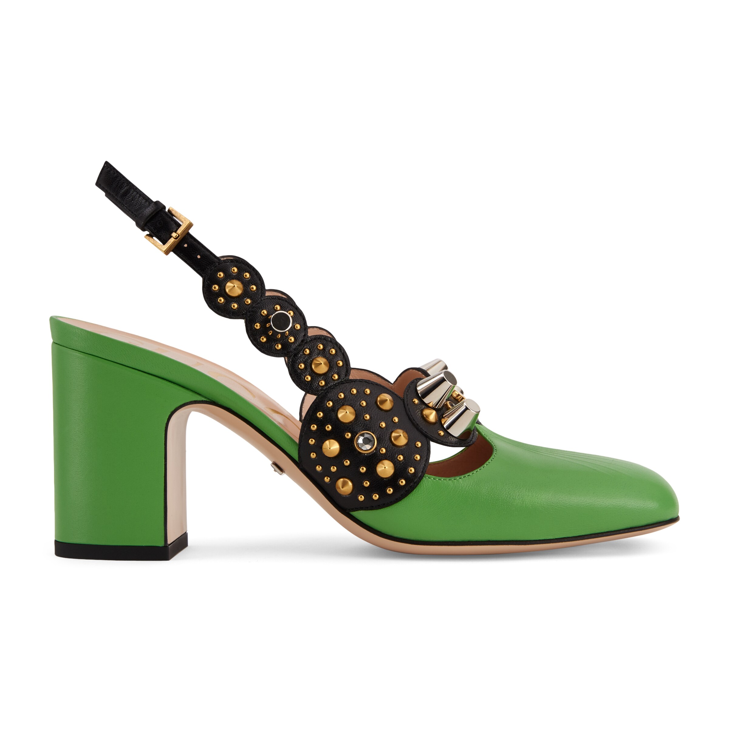 Gucci Women's Mid-heel Pump With Studs In Green