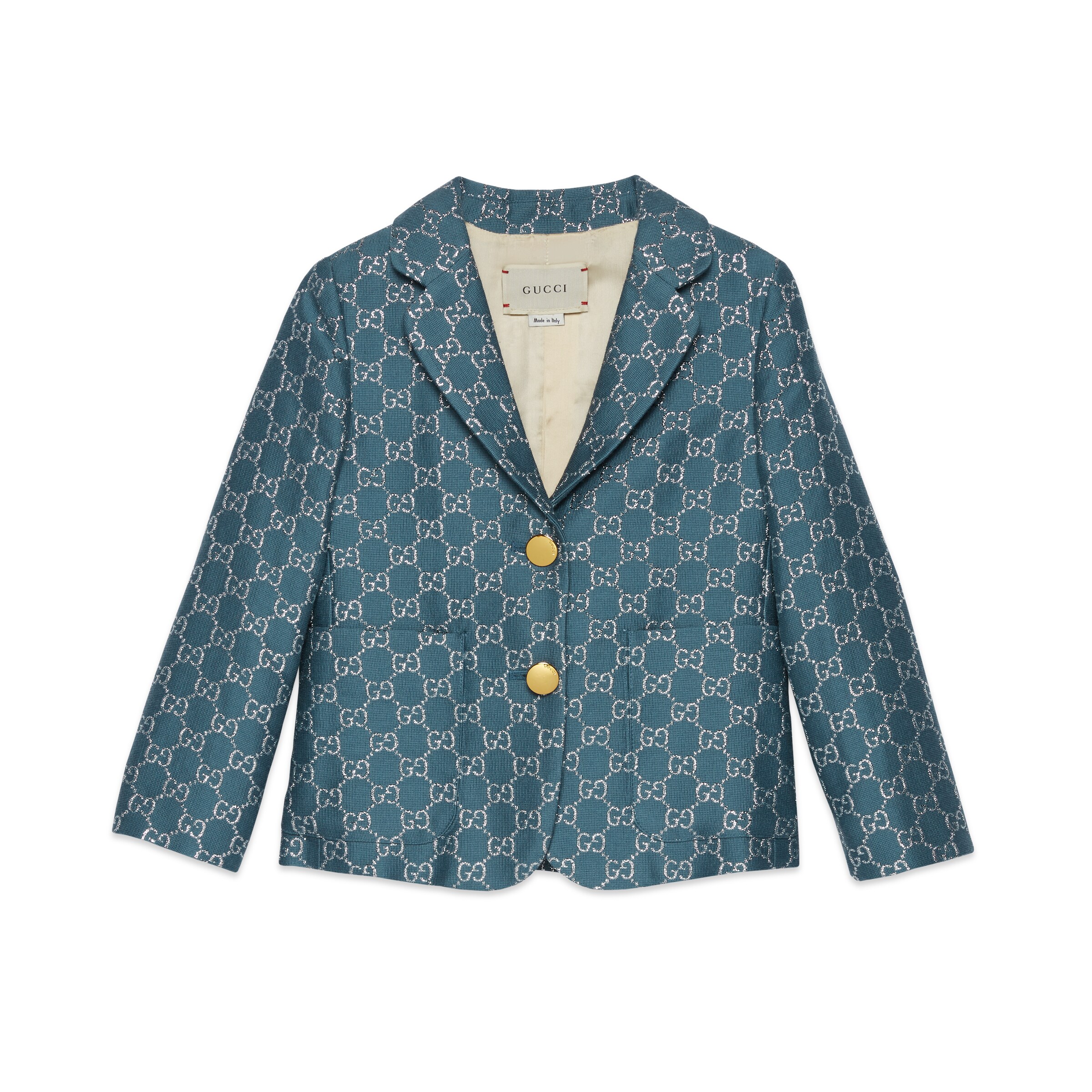 Gucci Kids' Children's Light Gg Lamé Jacket In Blue | ModeSens