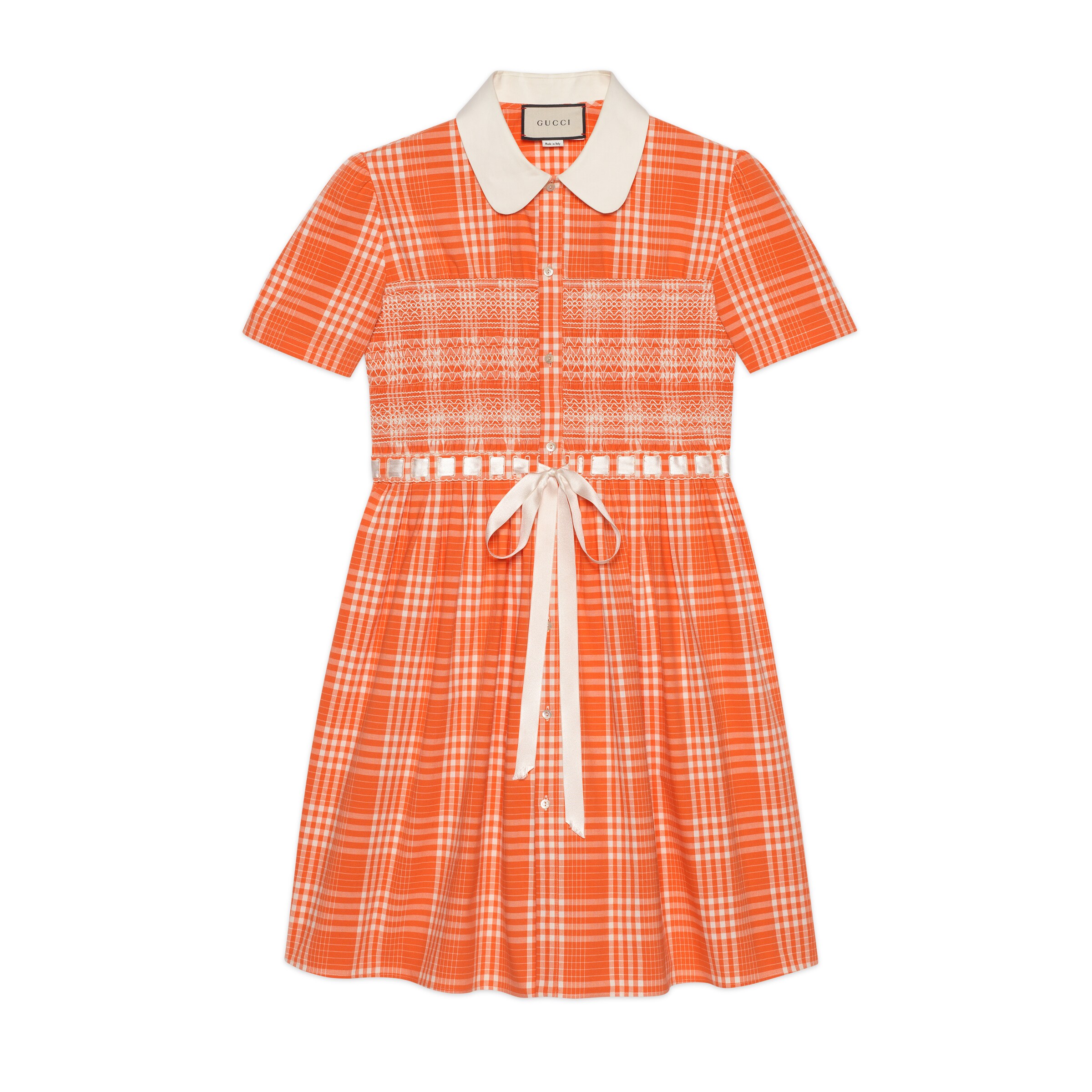 gucci tartan cotton long smock shirt