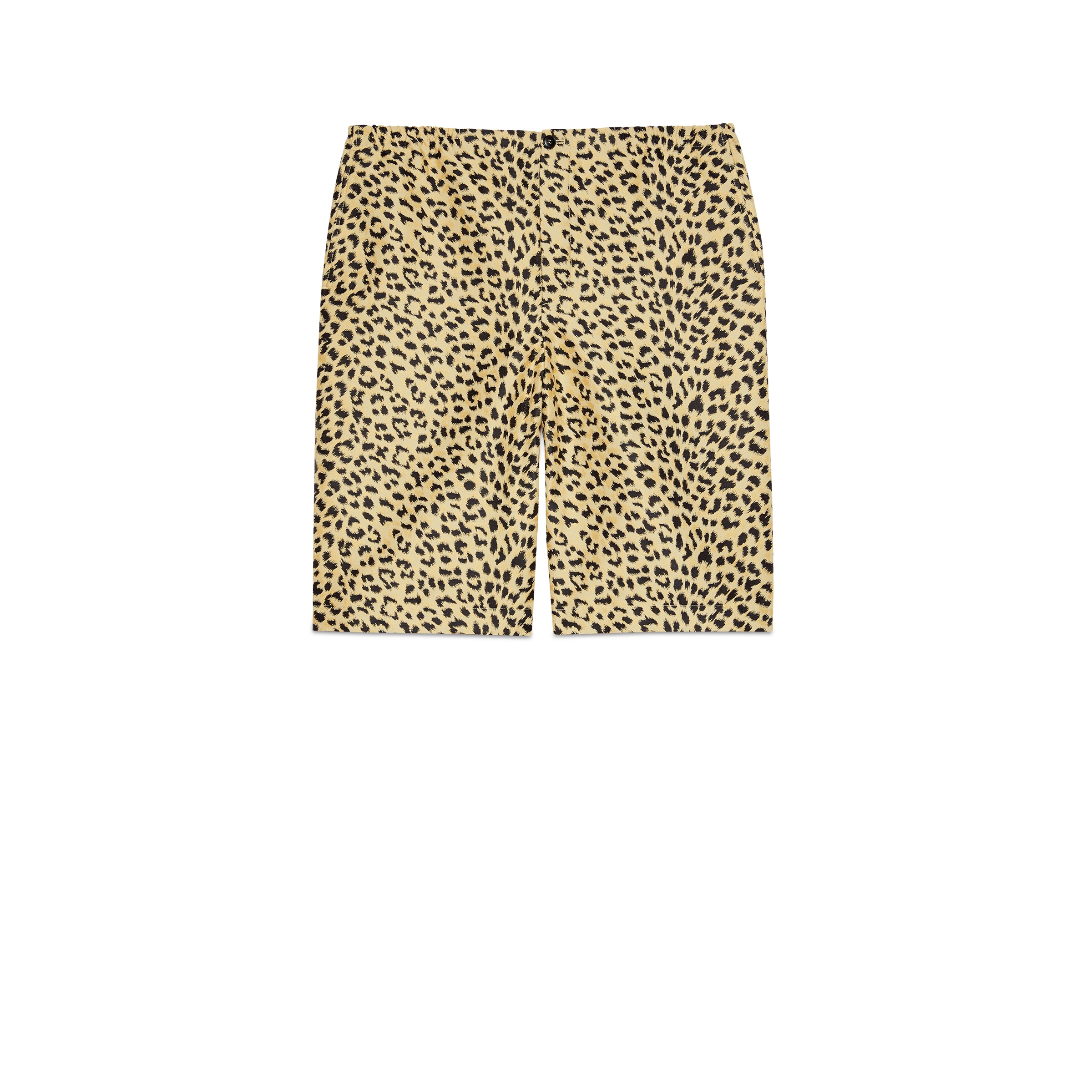 Gucci Wide-leg Leopard-jacquard Cotton-blend Bermuda Shorts In Beige And Black