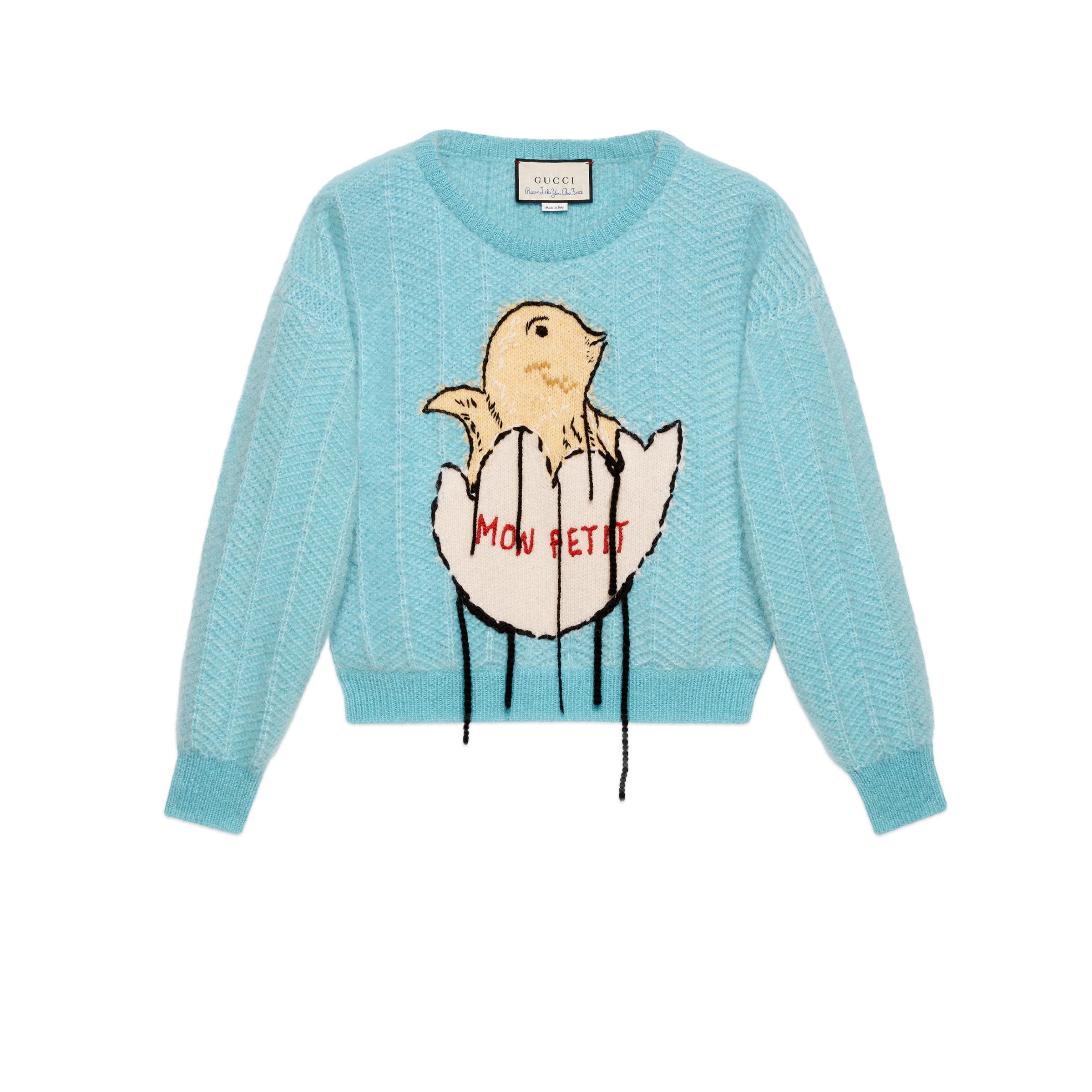 GUCCI MOHAIR CROP jumper WITH CHICK EGG