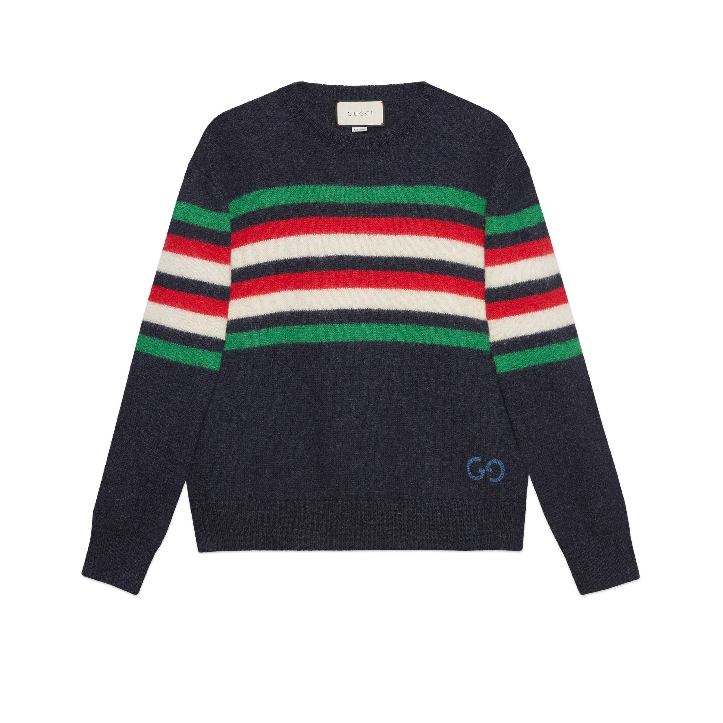 gucci gg条纹羊毛羊驼毛混纺毛衣