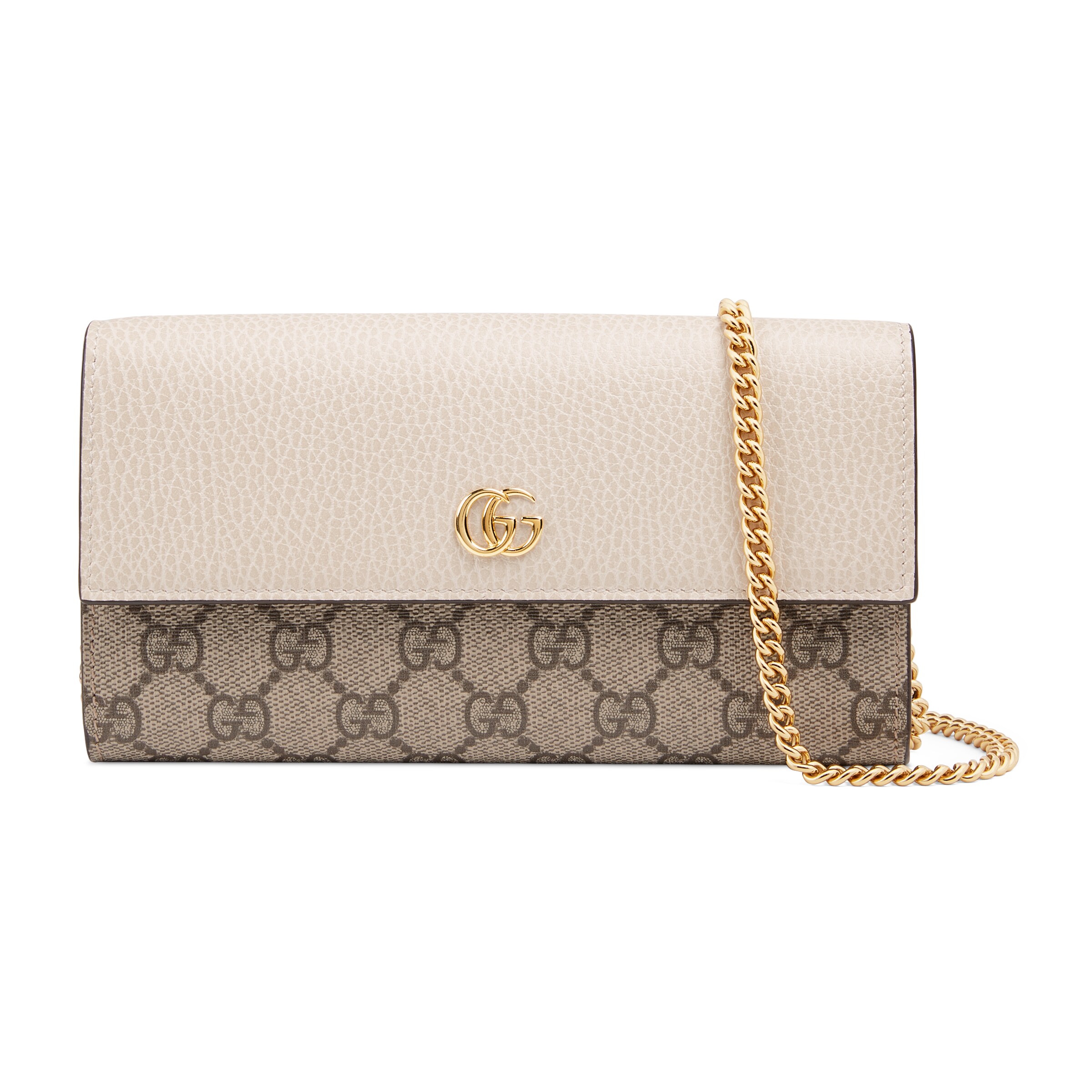 Gucci Gg Marmont Chain Wallet In Beige