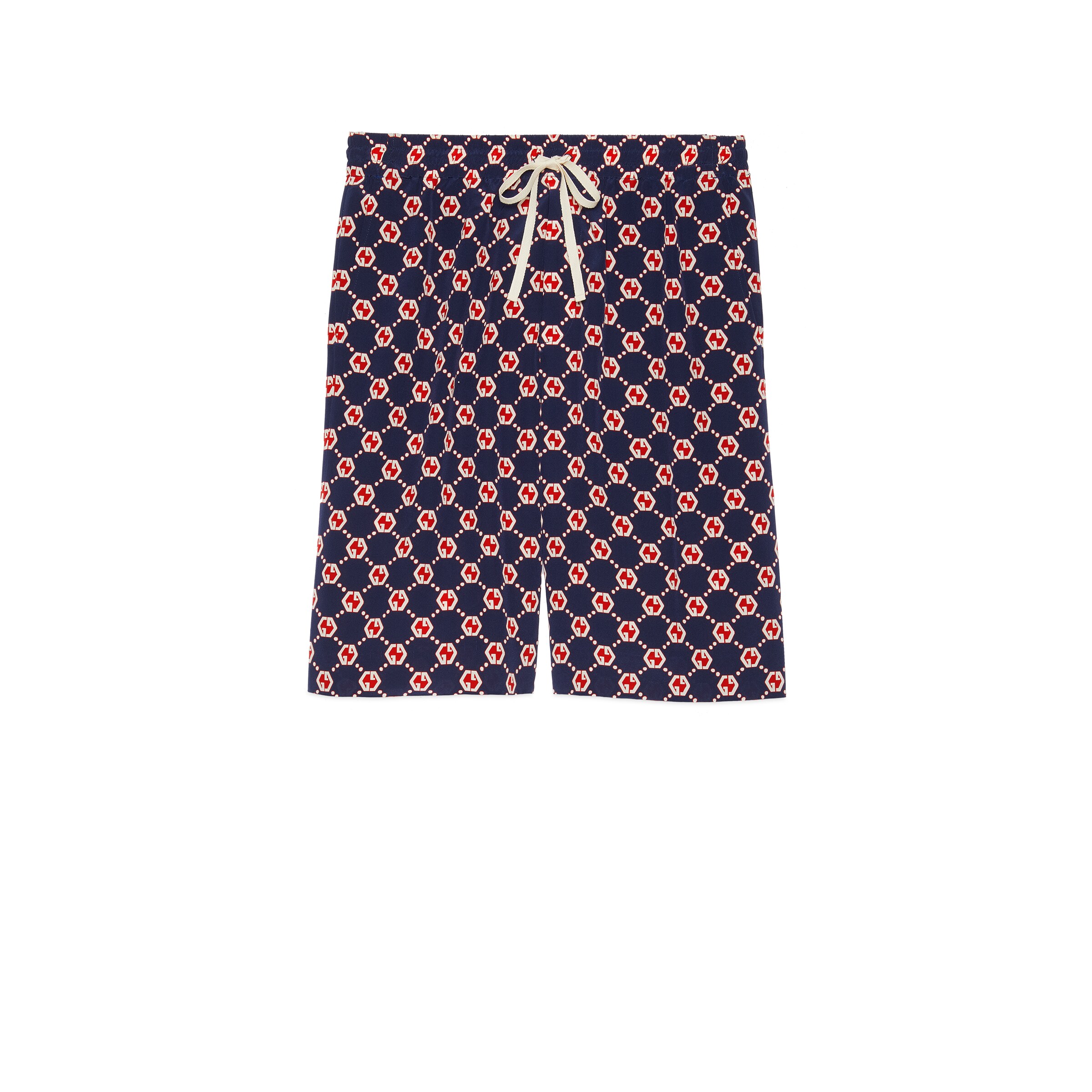 Gucci Gg Hexagon Silk Crepe Shorts In Blue | ModeSens
