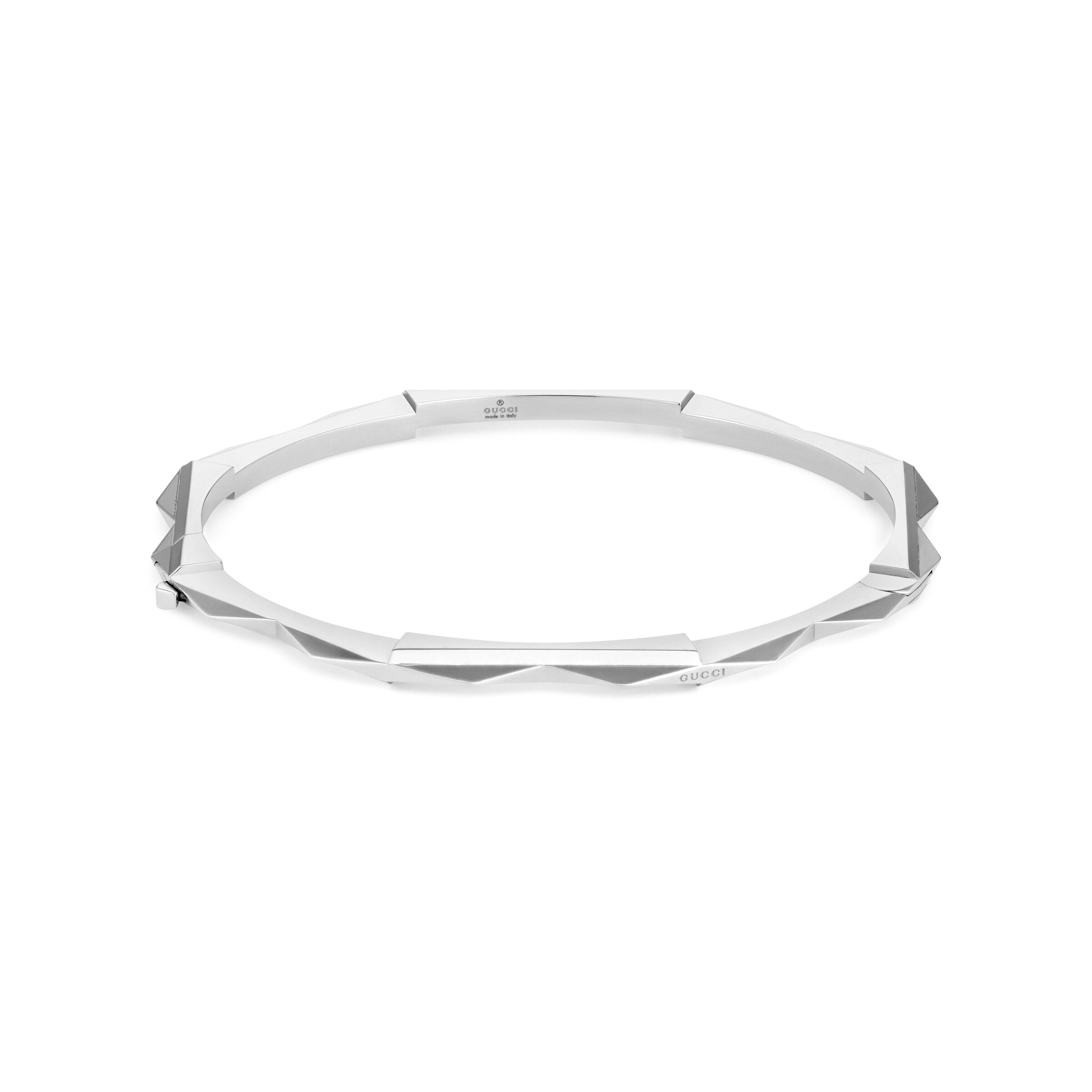 GUCCI GUCCI LINK TO LOVE STUDDED BRACELET, SIZE 17, WHITE GOLD, WHITE GOLD