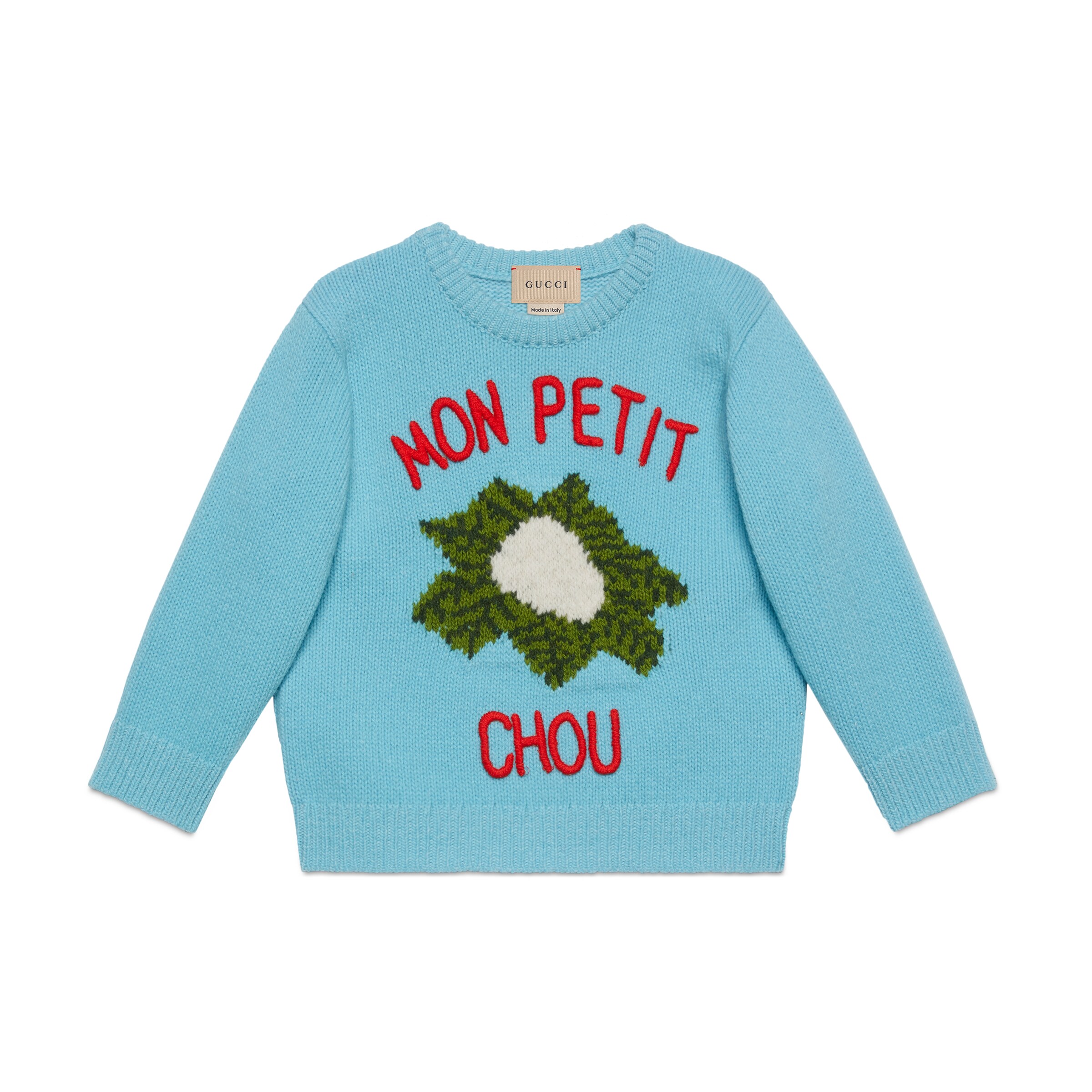GUCCI CHILDREN'S WOOL JUMPER WITH CAULIFLOWER EMBROIDERY