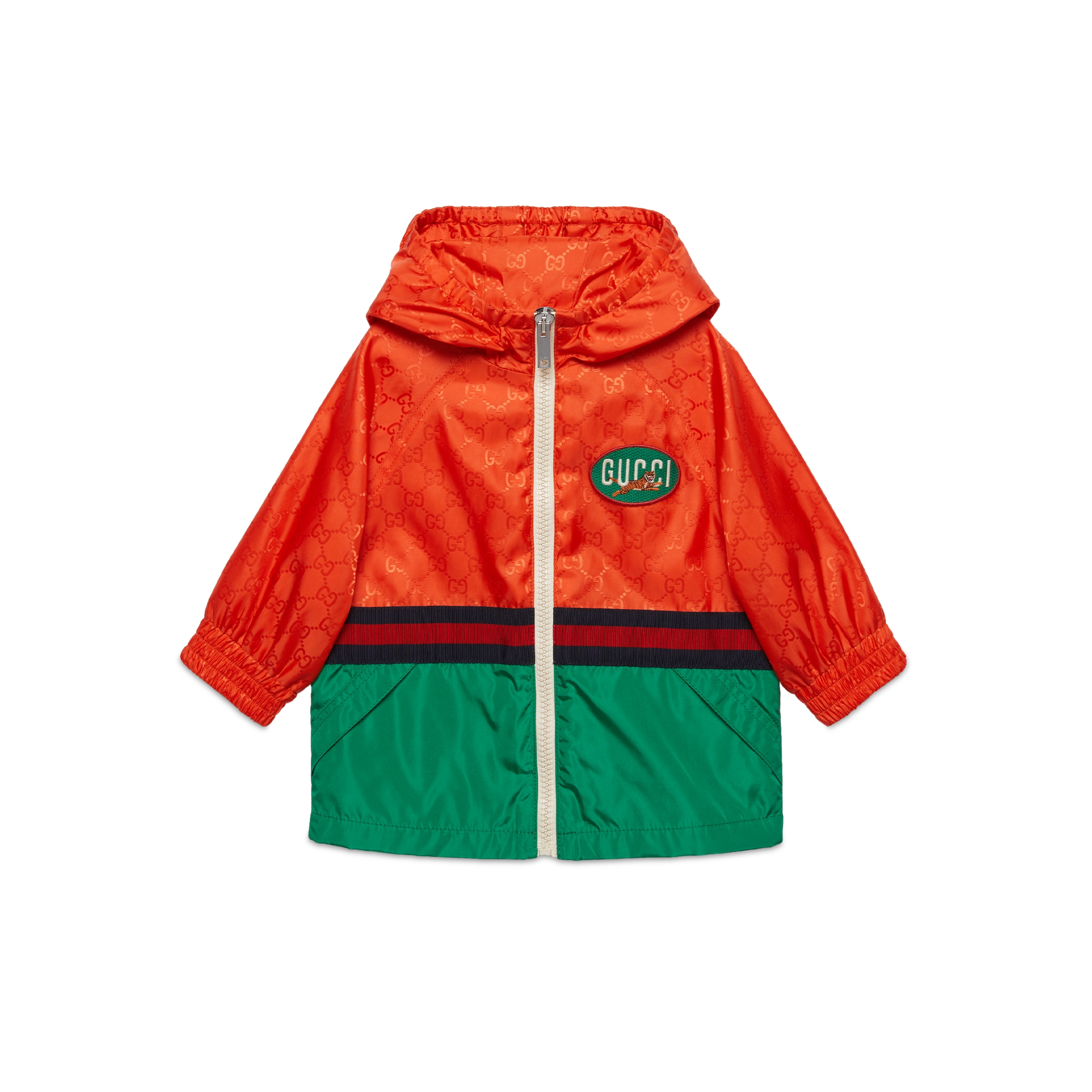 キッズ　GUCCI タイガープリントジャケット Gucci Kids' Tiger Baby Gg Jacquard Nylon Jacket In Orange