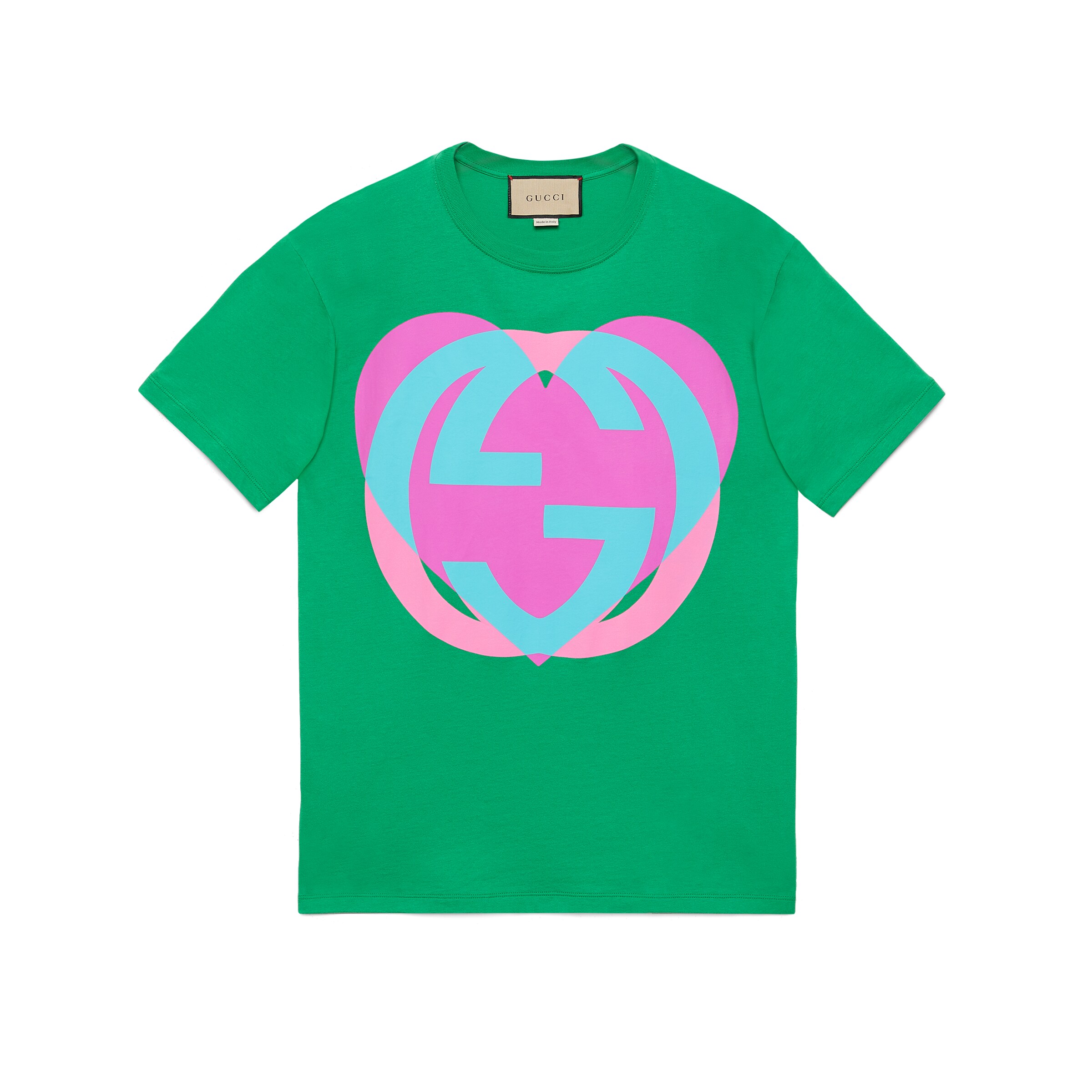 Gucci Interlocking G Heart T-shirt In Green