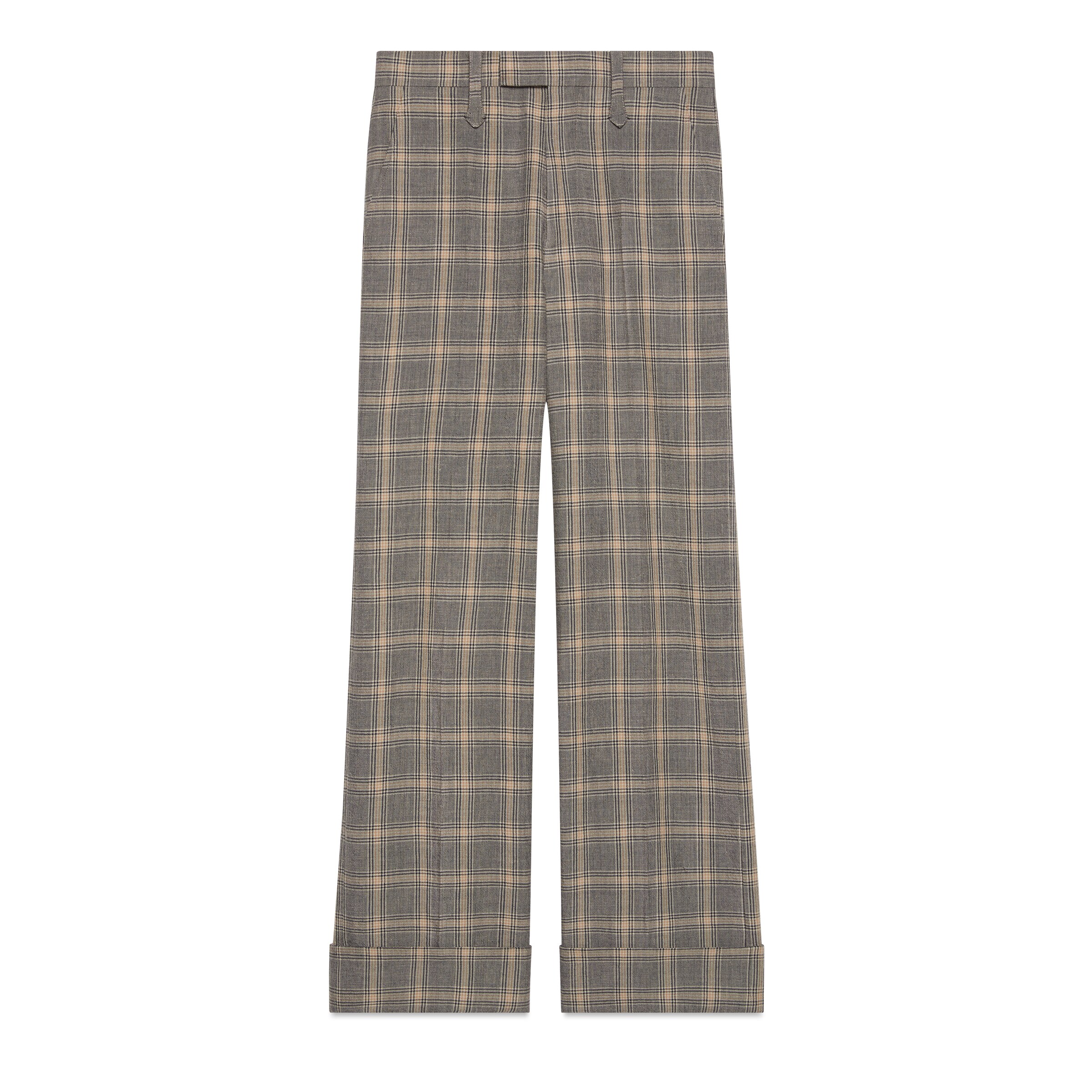 GUCCI PRINCE OF WALES WOOL LINEN TROUSERS