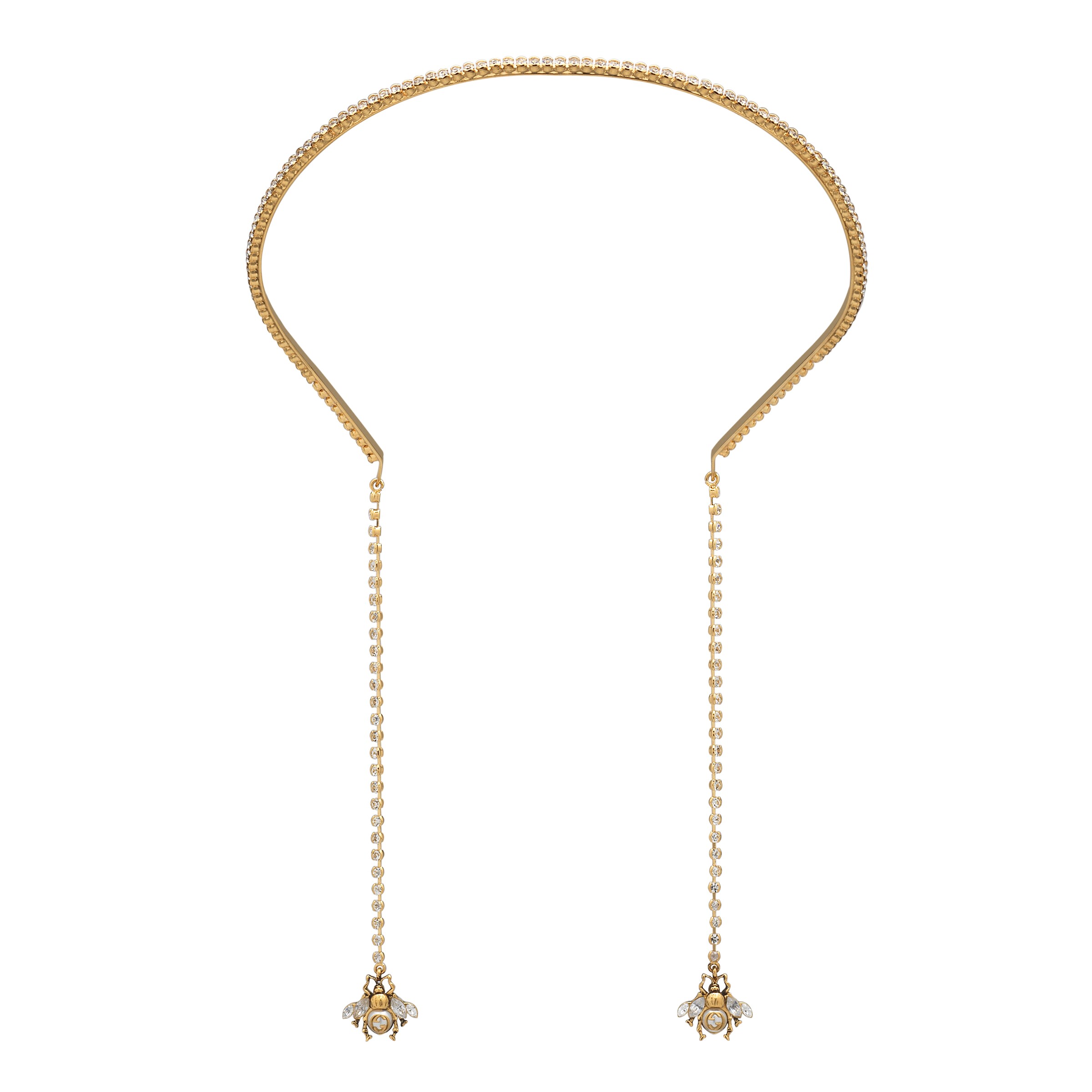 GUCCI GUCCI CRYSTAL HAIRBAND WITH INTERLOCKING G BEE