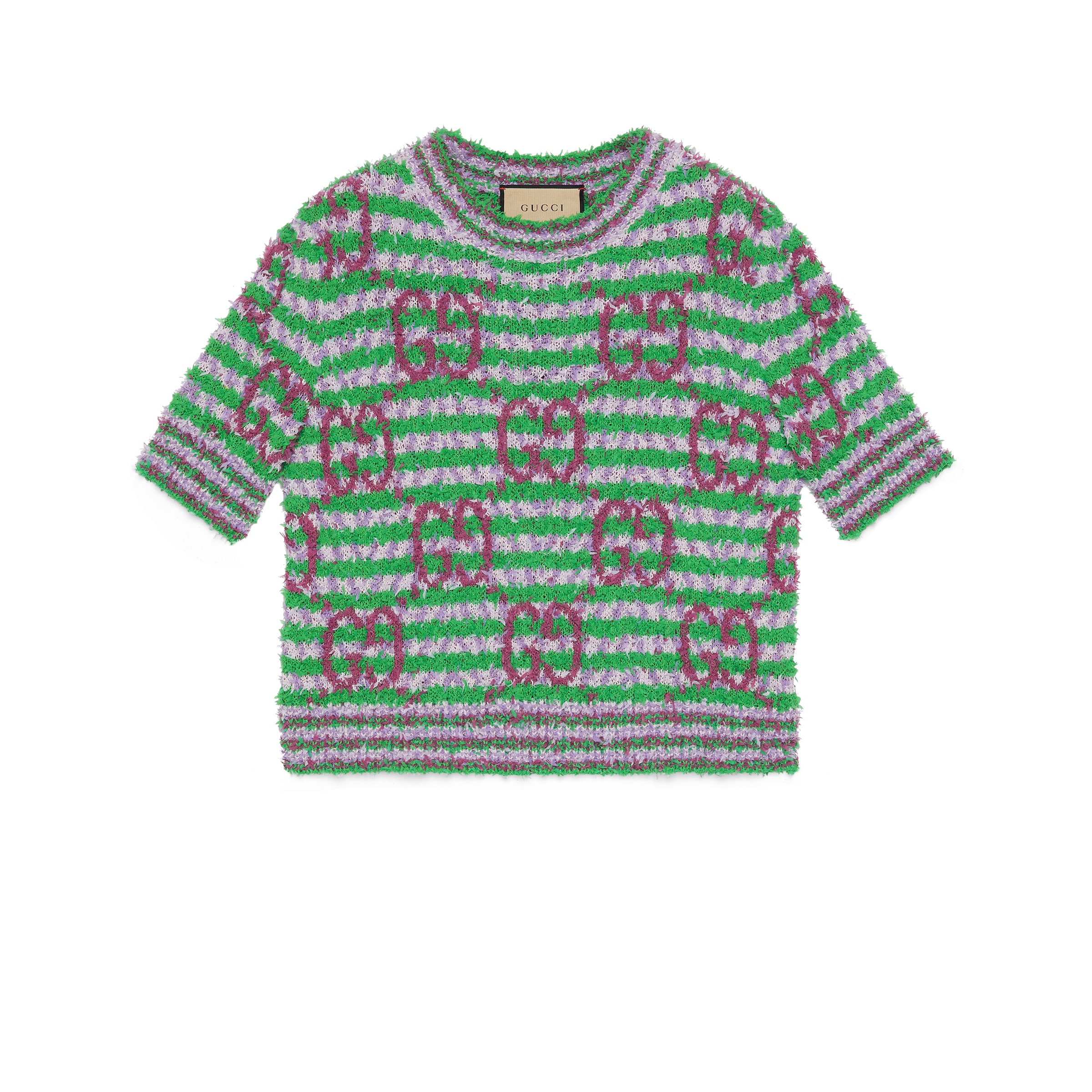 Gucci Green & Purple Maxi Gg Sweater In Green