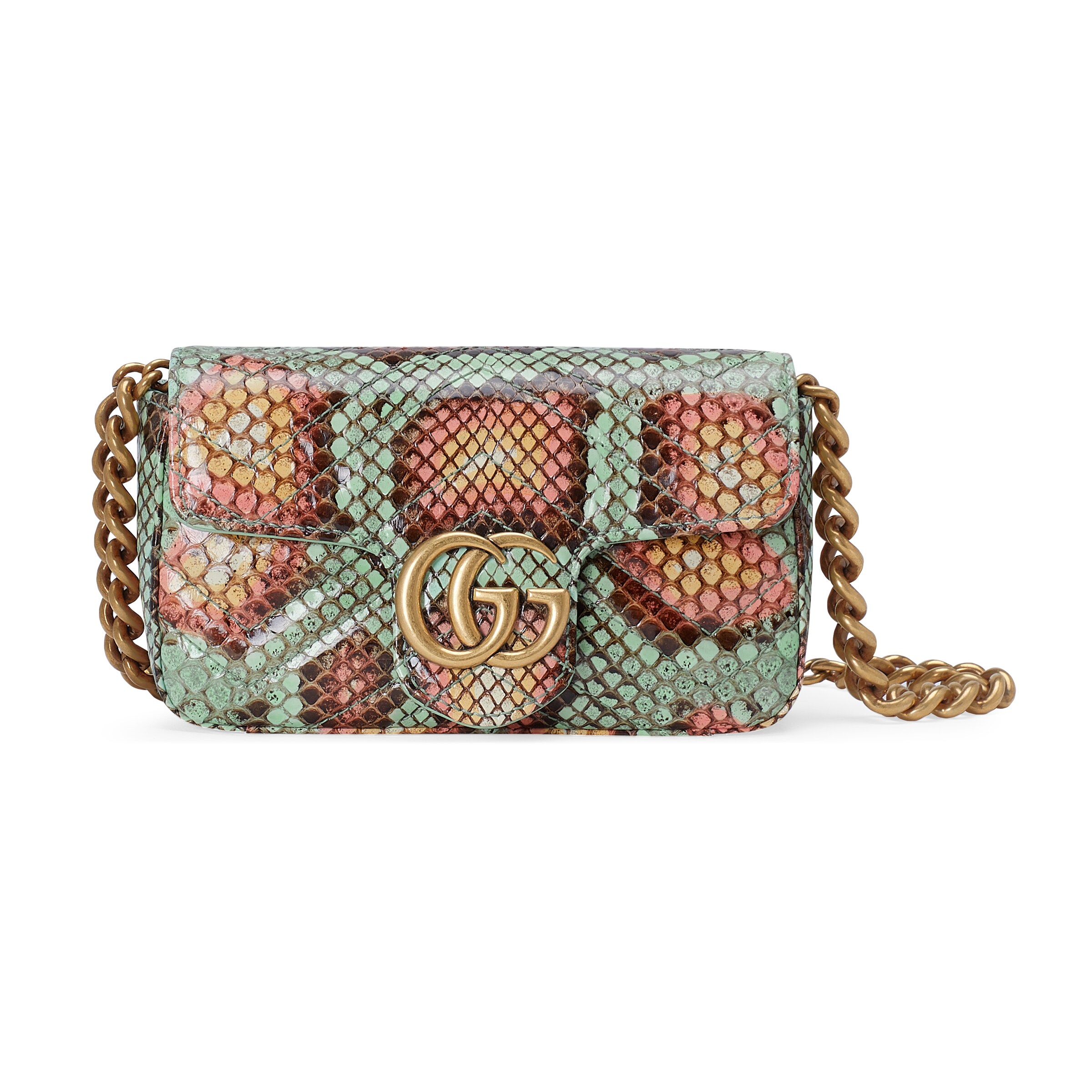 Gucci Gg Marmont Python Belt Bag In Neutral