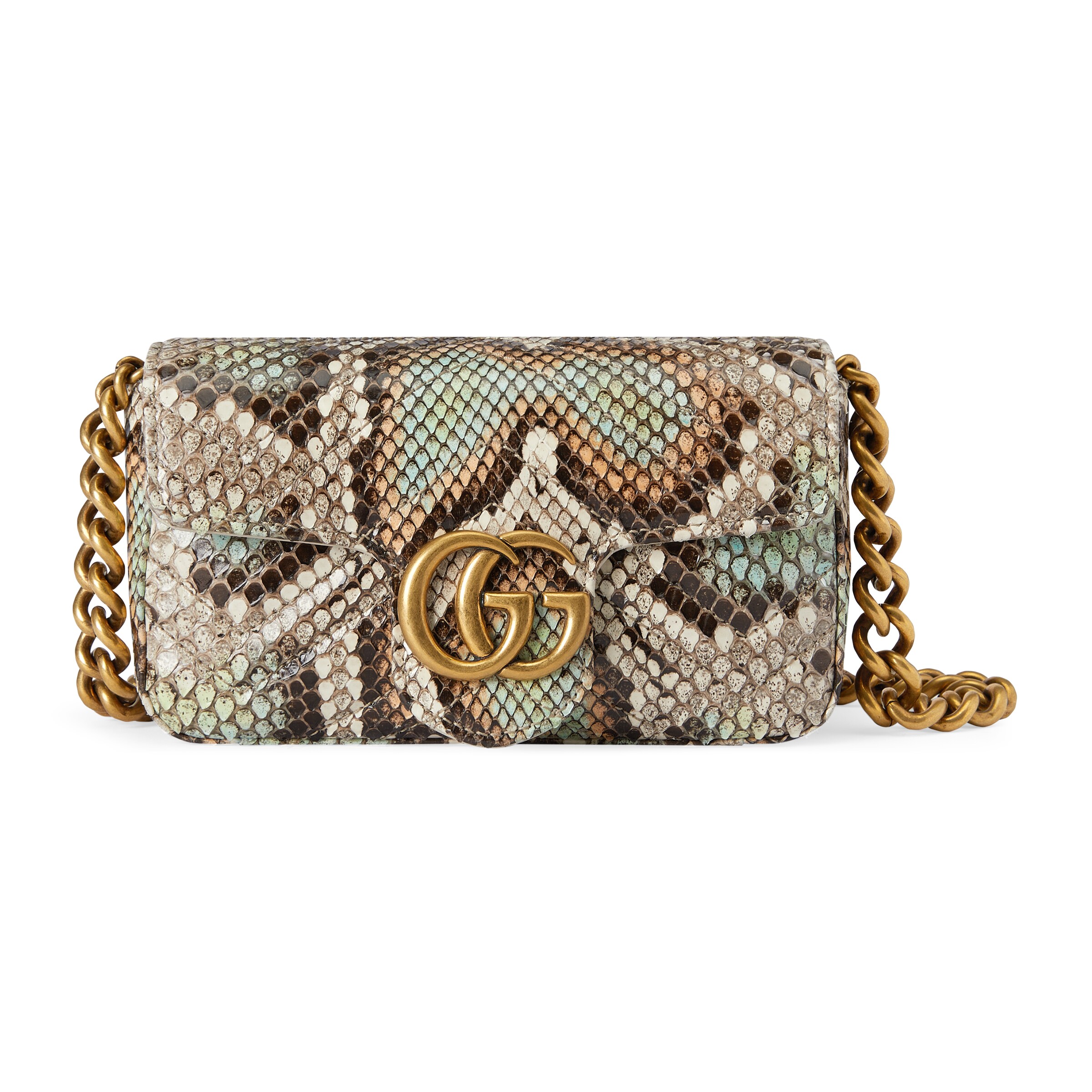 Gucci Gg Marmont Python Belt Bag In Neutrals