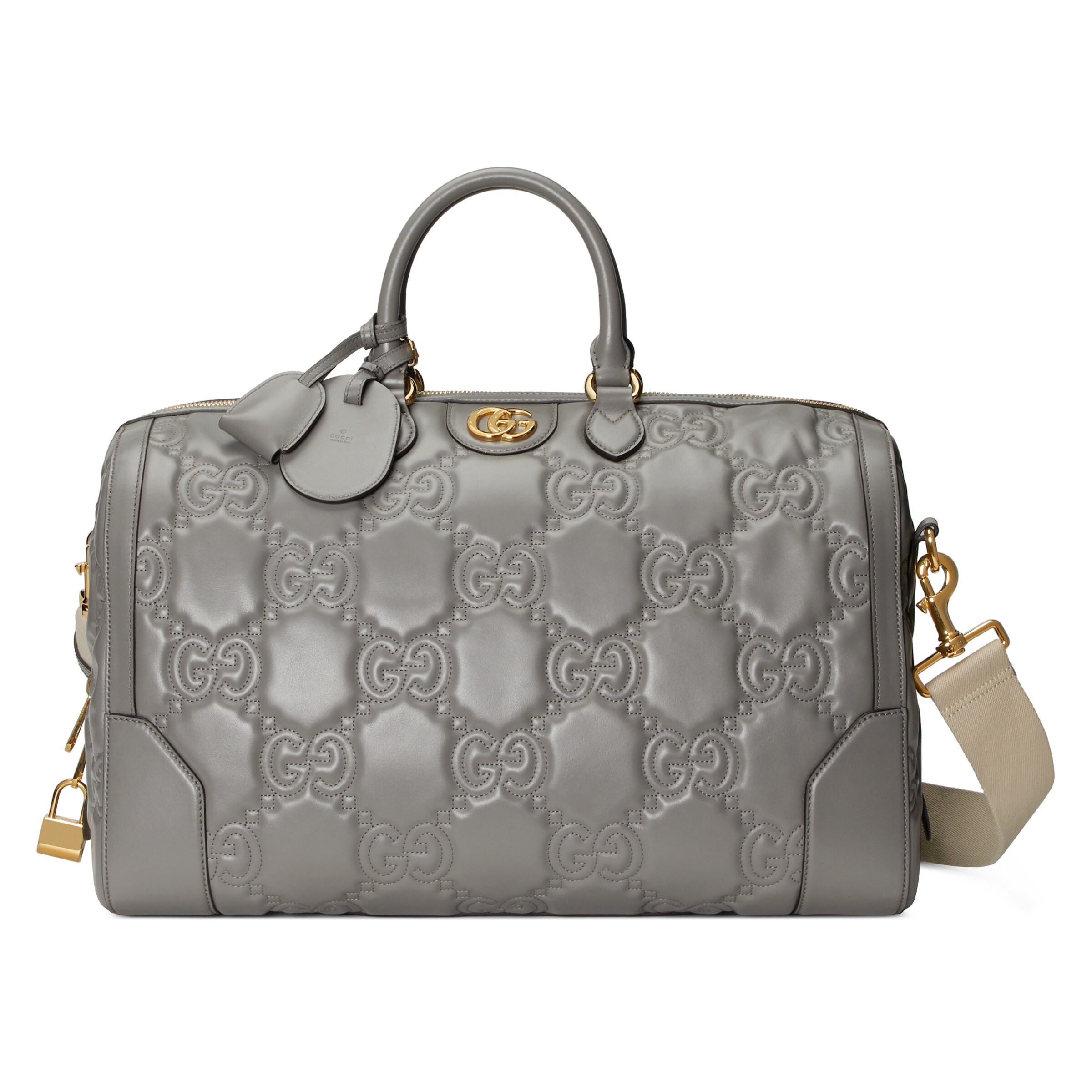 Gucci Gg Matelassé Medium Duffle, Grey, Leather