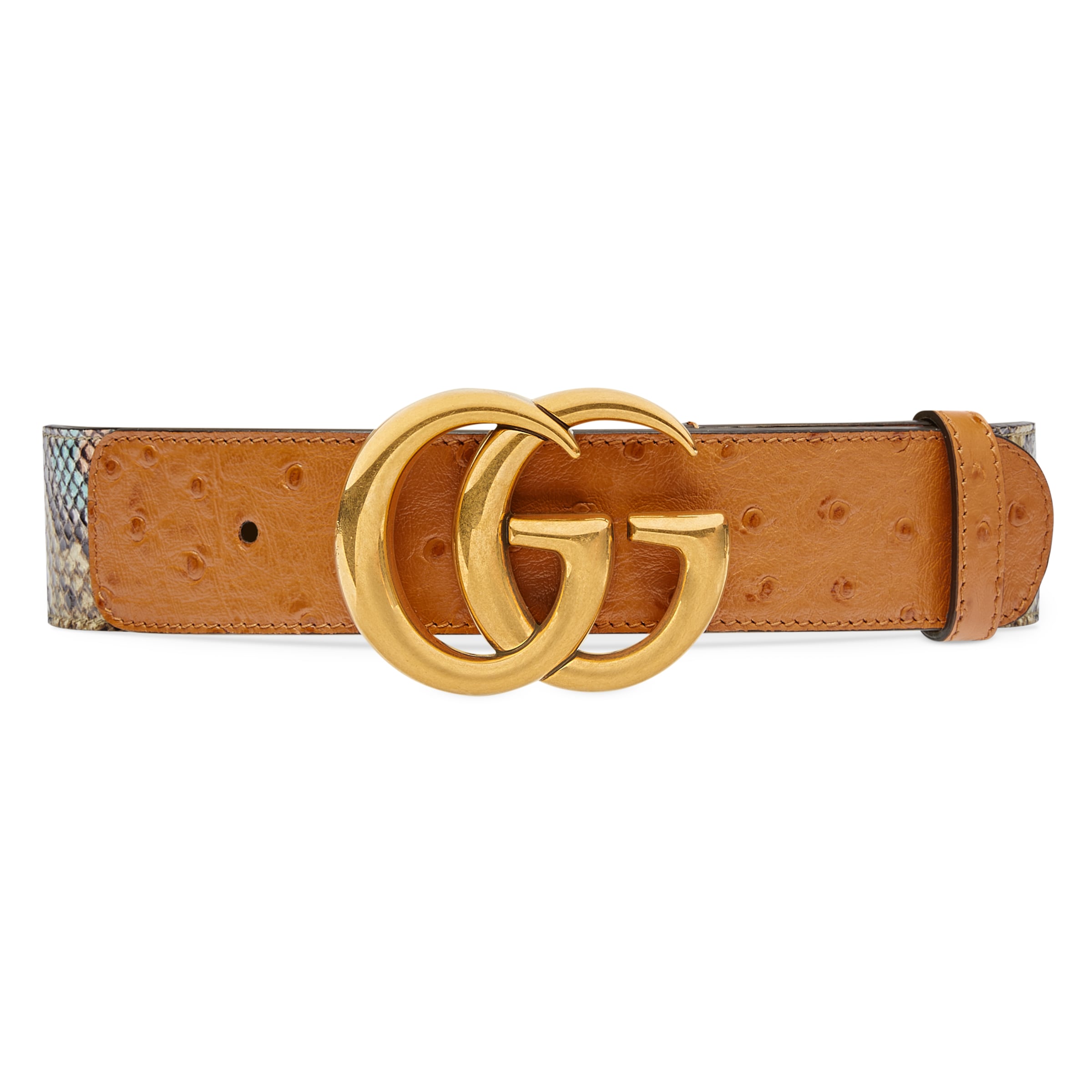 Gucci women belts/ ostrich GG buckle Gucci GG Marmont Ostrich Belt - Brown Belts, Accessories  main image 3
