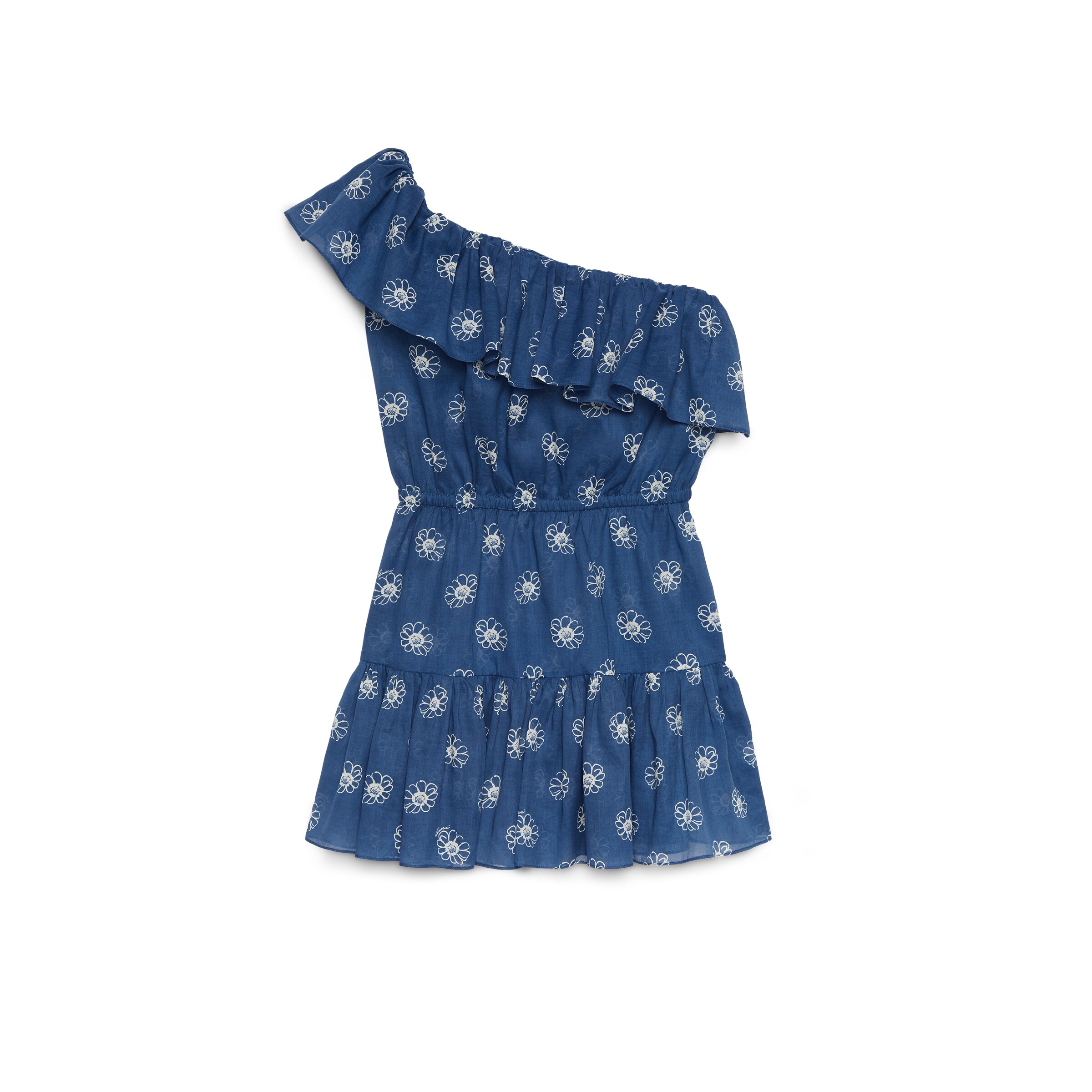 Gucci Cotton One-shoulder Mini Dress In Blau