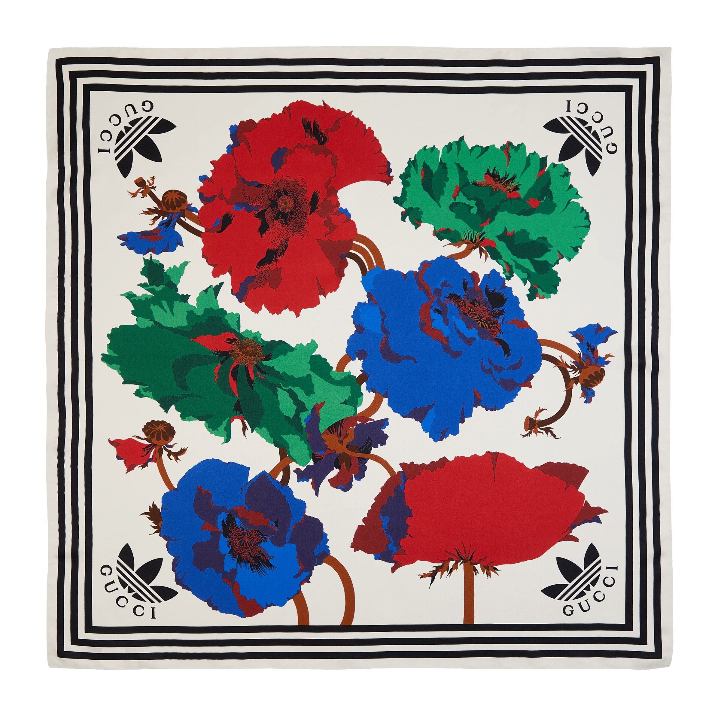 Gucci Adidas X Maxi Flower Print Silk Scarf In White | ModeSens