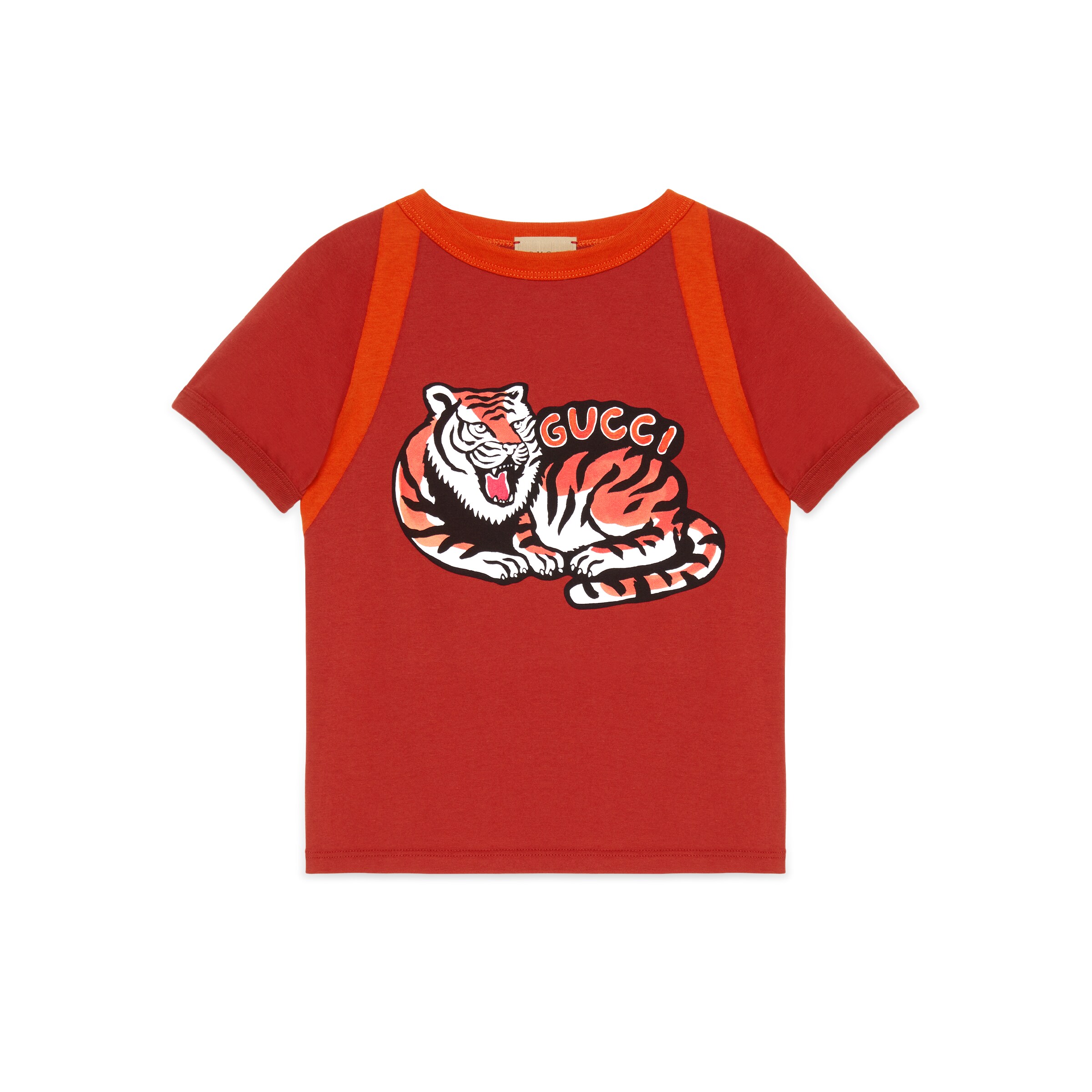 Gucci Children's Cotton Tiger Print T-shirt In Red