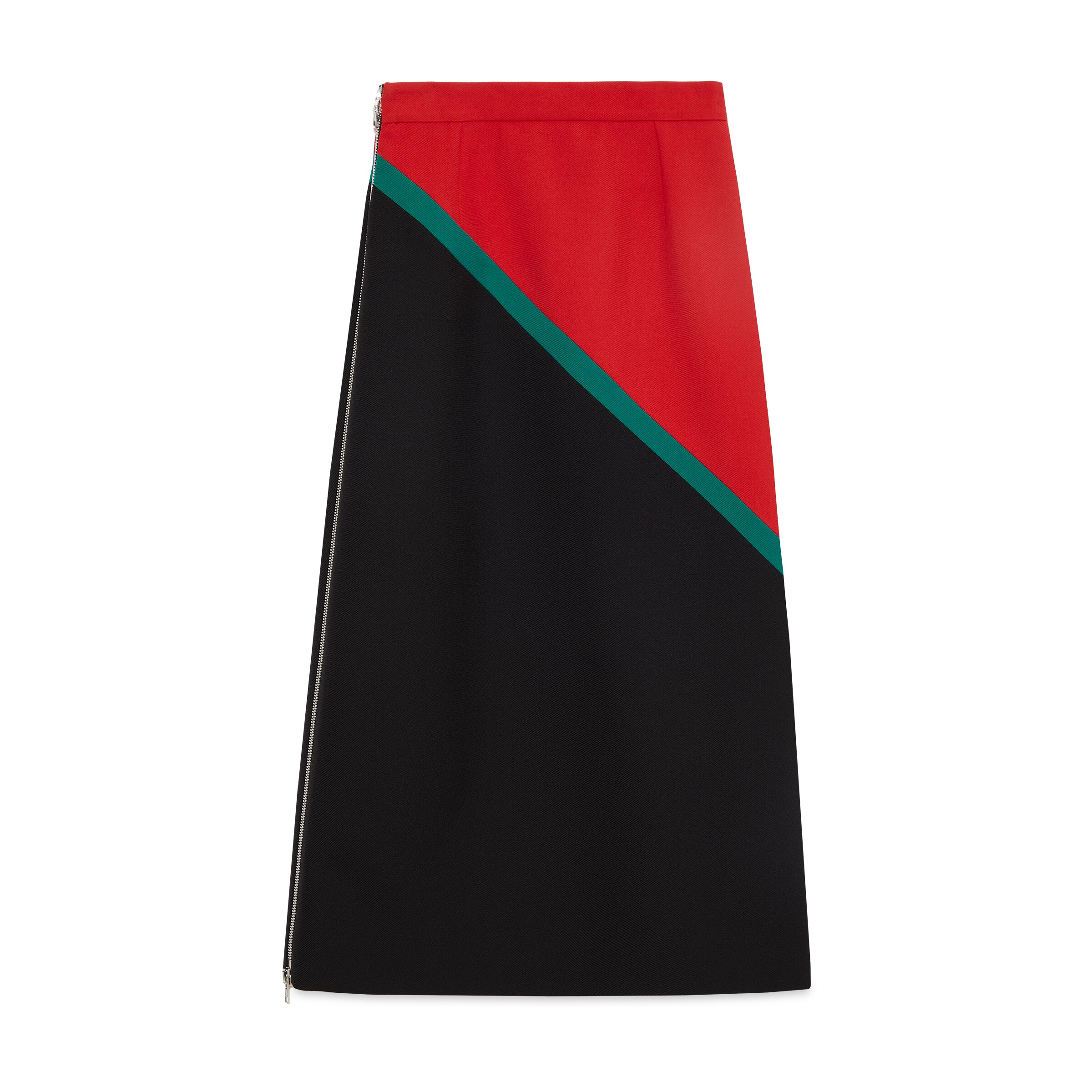 Gucci Diagonal Stripe Wool Skirt In Black