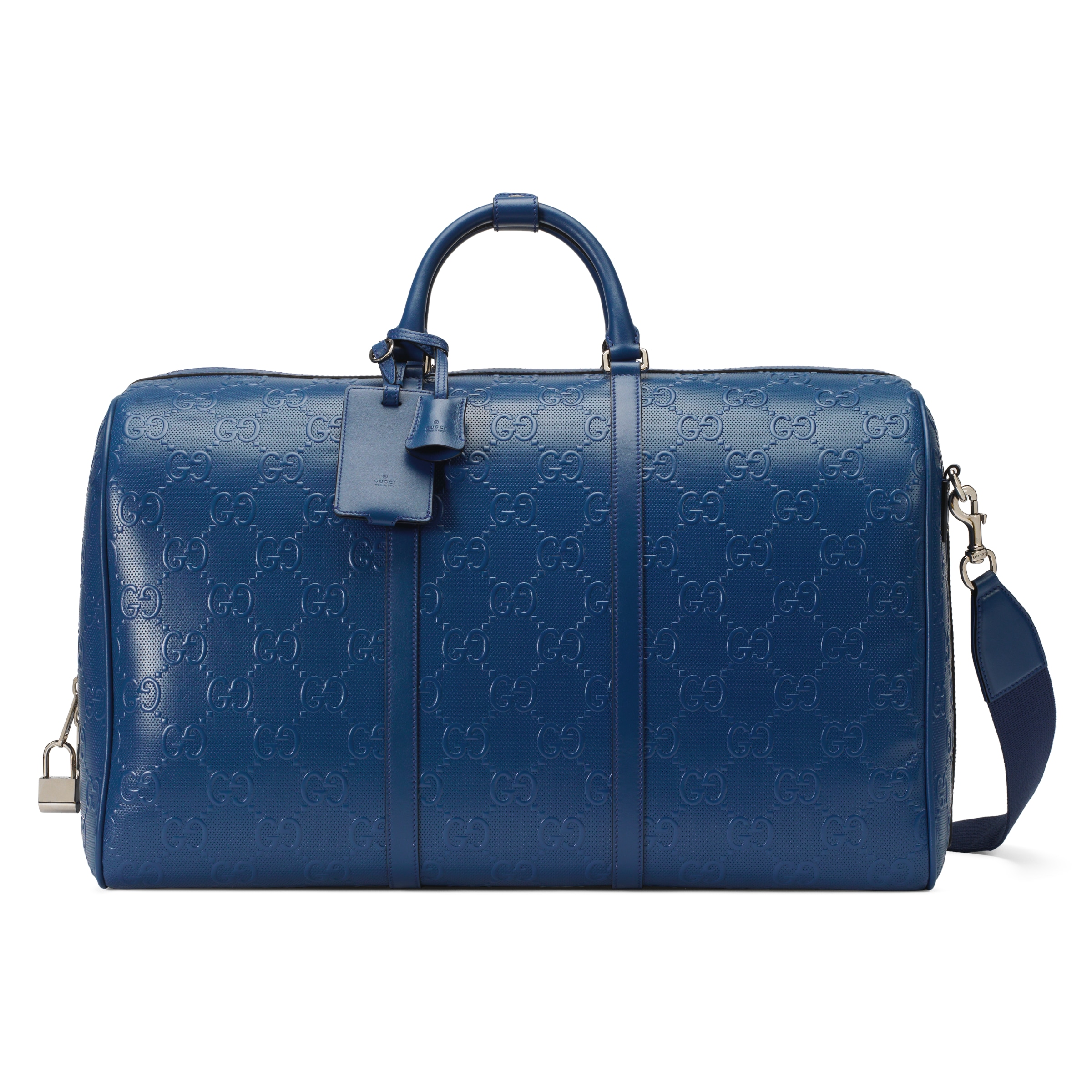 Gucci Gg Embossed Large Duffle Bag In Blue ModeSens