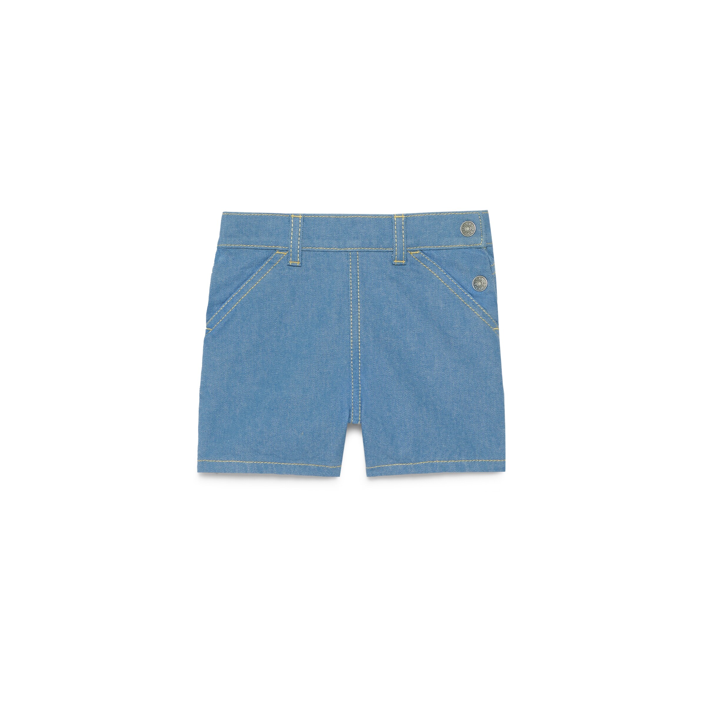Shop Gucci Baby - Oxford Denim Bermuda, Size 18-24 Months, Blue, Ready-to-wear