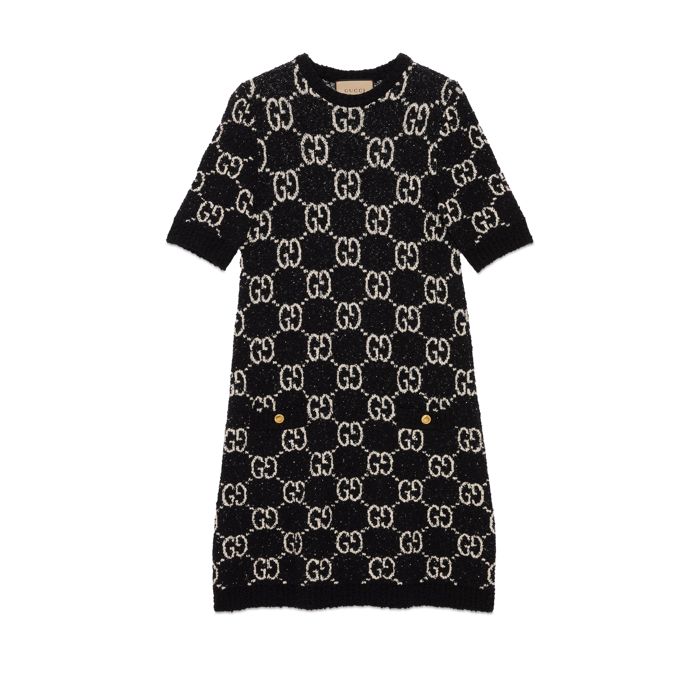 Gucci Gg Jacquard Cotton-blend Minidress In Black