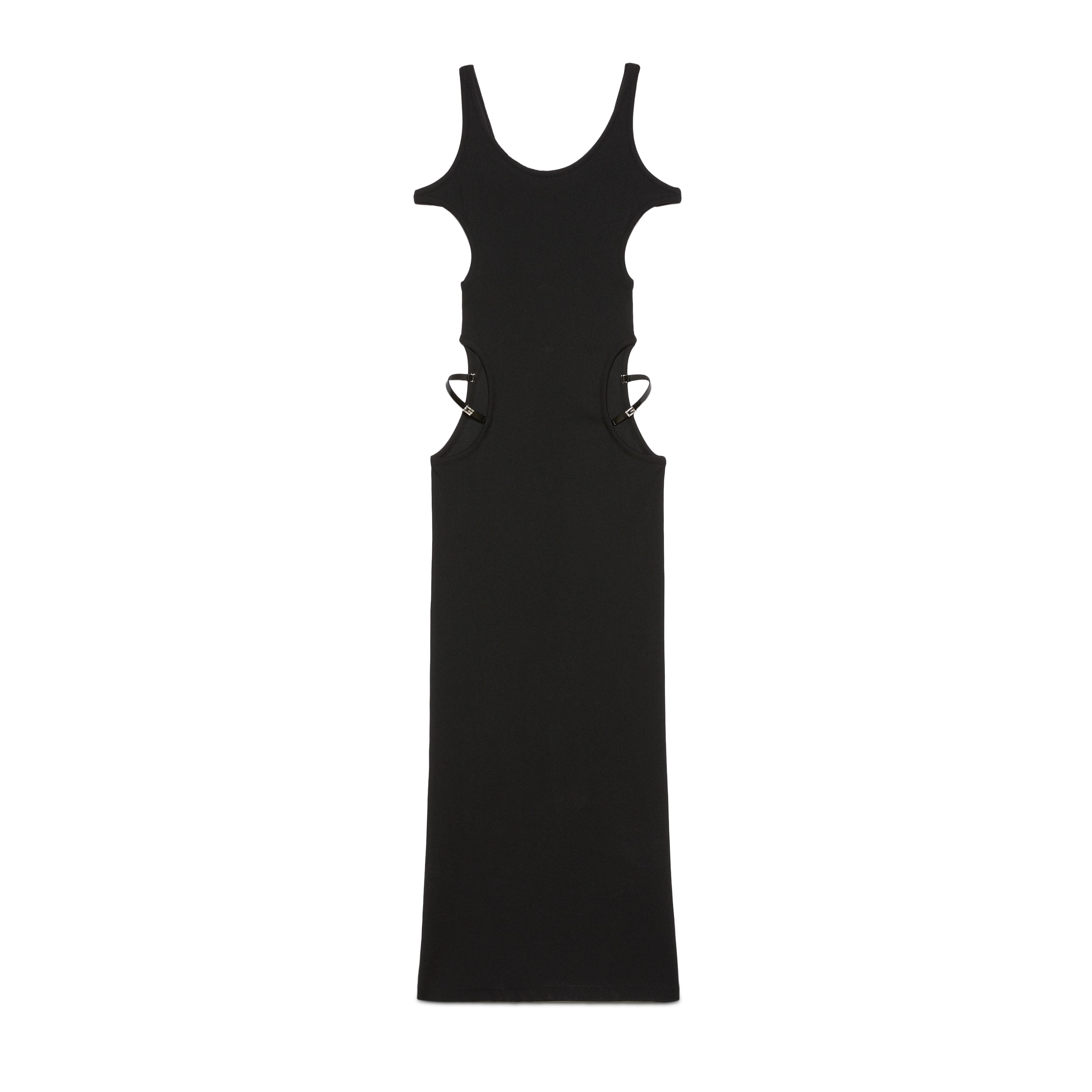 Gucci Ribbed-knit Cutout Jersey Maxi Dress In Black