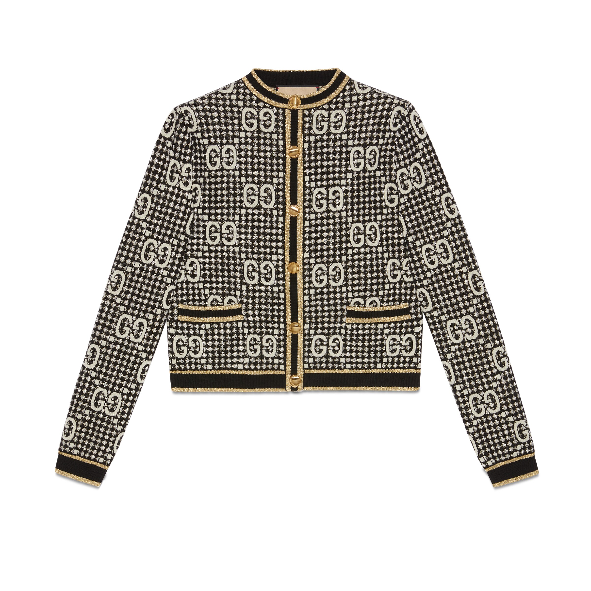GUCCI GUCCI GG WOOL BLEND JACQUARD CARDIGAN