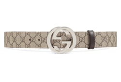 GG Supreme Beige Belt With Silver G Buckle GUCCI Canada