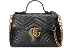 Kleine GG Marmont Henkeltasche in schwarzes Leder GUCCI DE