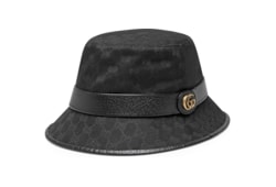 GUCCI ブラック GGパターン バケットハット　レザー 新品未使用】GUCCI グッチ ブラック バケットハット バケハ GG