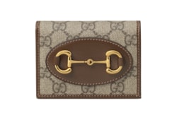 Gucci Horsebit 1955 card case wallet in GG Supreme/brown