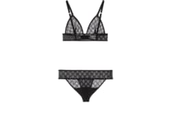 Conjunto de lenceria de tul bordado con GG en negro GUCCI ES