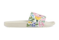 Ken Scott print women s slide sandal in White Pink Leather GUCCI SI