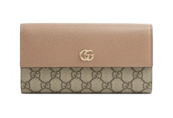 GG Marmont bi colour continental wallet in dusty pink leather and GG Supreme GUCCI GR