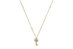 Double G key necklace with crystals in gold finish | GUCCI® Canada