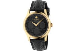 Black leather gucci watch best sale