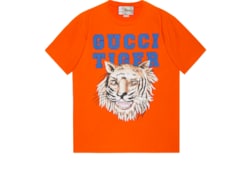 グッチタイガーデザインレギュラーフィットオレンジTシャツ Gucci Tiger camiseta algodón en naranja | GUCCI® ES