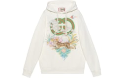 Gucci Tiger Interlocking G hooded sweatshirt in off white GUCCI UK