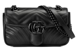 GG Marmont small shoulder bag in black leather | GUCCI® PL