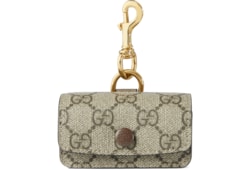 【送料関税込】≪Gucci≫GGエンブレム カードホルダー★人気★ GGエンブレム〕ストラップ付き カードケースベージュ＆ブラウン