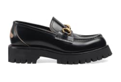 Black Leather Lug Sole Loafer GUCCI US