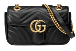 ショルダーバッグ・ポシェット GUCCI GG MARMONT SMALL LEATHER SHOULDER BAG Black Leather GG Marmont Matelassé Mini Bag Spring Closure