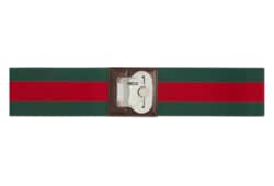 Gucci グリーン/レッド ストライプ ベルト エラスティック ウェブ ストライプ ラゲージ バンドグリーン