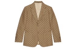 GG linen blend canvas formal jacket in camel and ebony GUCCI AE
