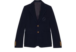 Cotton jersey formal jacket in dark blue | GUCCI® US