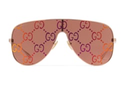 Mask sunglasses in rose gold toned metal GUCCI AE